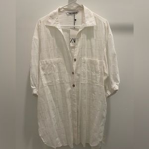 white button down tunic dress